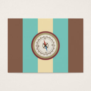 Nautical Compass On Vintage Retro Blue Cream Brown