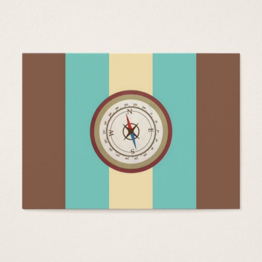 Nautical Compass On Vintage Retro Blue Cream Brown (Front)