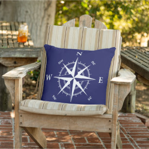 Nautical compass outdoor pillow