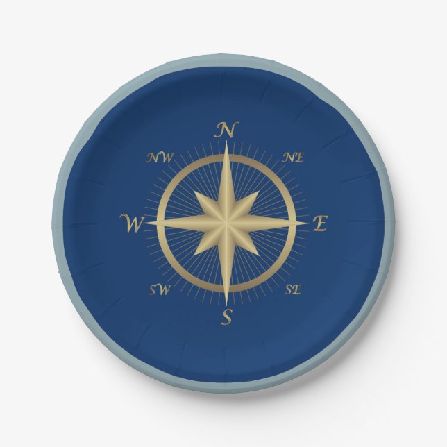 Nautical Compass  Paper Plates (Front)