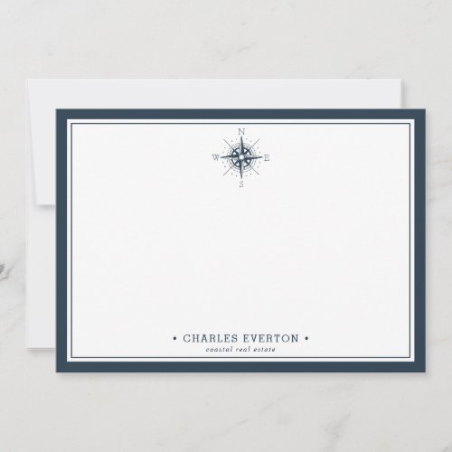 Nautical Compass Personalized Real Estate Broker Note Card