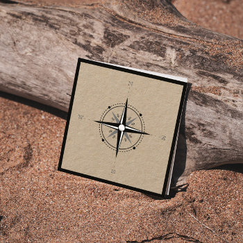Nautical Compass Premium Kraft Square Business Card by istanbuldesign at Zazzle
