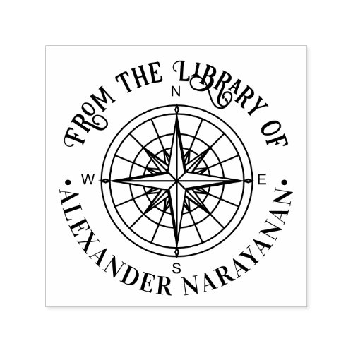 Nautical Compass Rose 3 From the library of Name Self_inking Stamp