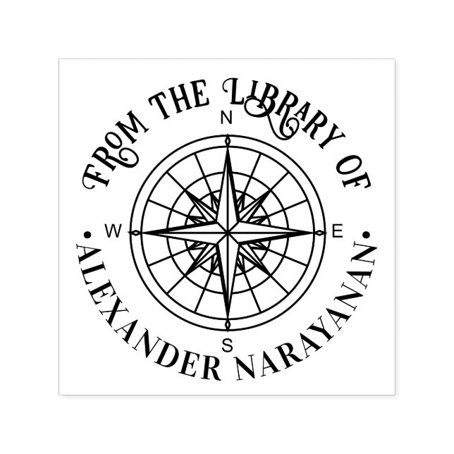 Nautical Compass Rose #3 From the library of Name Self-inking Stamp (Design)