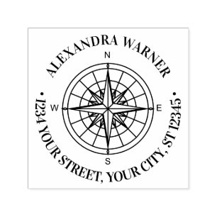 Nautical Compass Rose #3 Name Return Address Self-inking Stamp