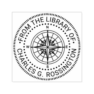 Nautical Compass Rose #3NT Library Book Name Self-inking Stamp