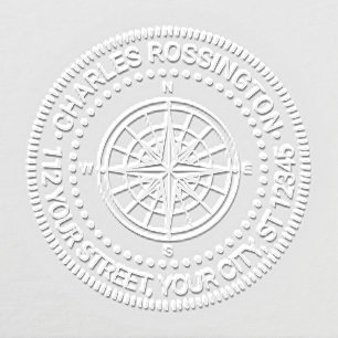 Nautical Compass Rose #4 Name Return Address  Embosser