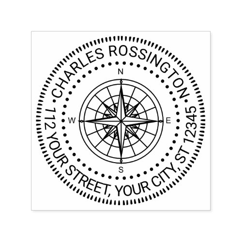 Nautical Compass Rose 4 Name Return Address  Self_inking Stamp