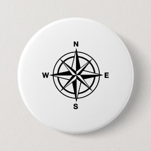 Nautical Compass Rose Button