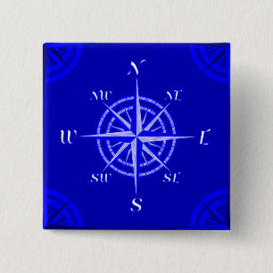 Nautical Compass Rose Button