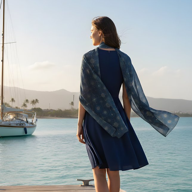 Nautical Compass Rose Chiffon Scarf (Creator Uploaded)