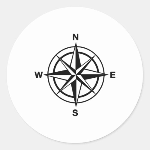 Nautical Compass Rose Classic Round Sticker