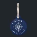 Nautical Compass Rose Custom Pet Name Tag<br><div class="desc">Help your pet find their way home.</div>