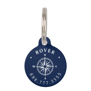 Nautical Compass Rose Custom Pet Name Tag