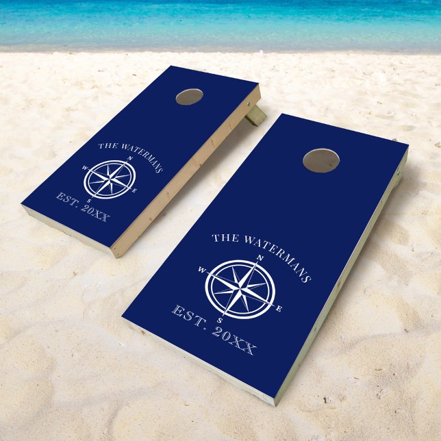Nautical Compass Rose Family Personalized Cornhole Set (Creator Uploaded)