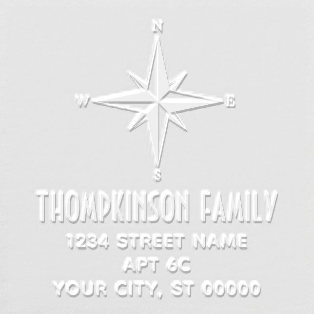 Nautical Compass Rose Name Return Address Embosser (Design)