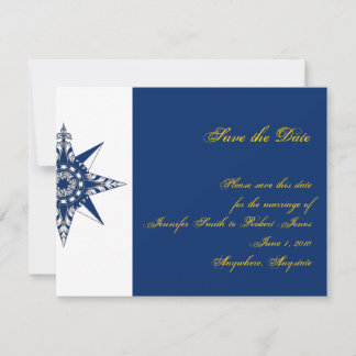 Nautical Compass Rose Navy Yellow Save the Date