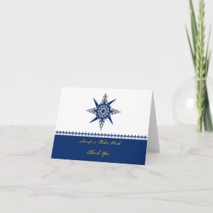 Nautical Compass Rose Navy Yellow Thank You Card