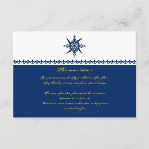 Nautical Compass Rose Navy Yellow Wedding Insert