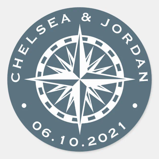 Nautical Compass Rose | Personalized Classic Round Sticker | Zazzle