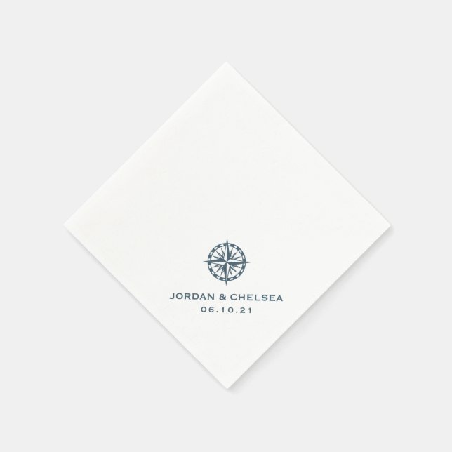 Nautical Compass Rose | Personalized Napkins (Corner)