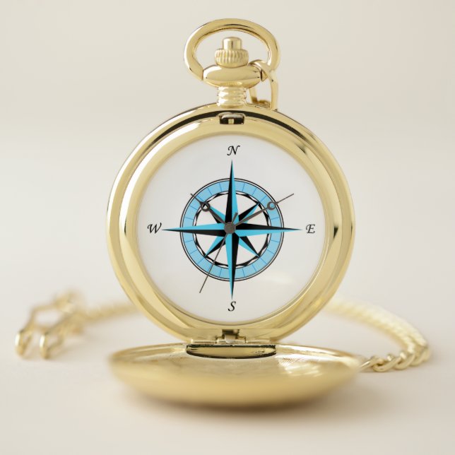 Nautical Compass Rose Pocket Watch (Inside)