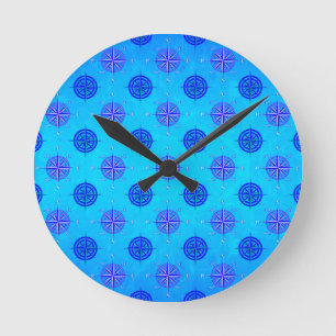 Nautical Compass Rose Round Clock