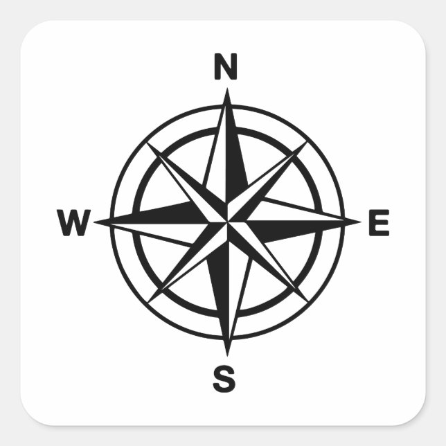 Nautical Compass Rose Square Sticker (Front)