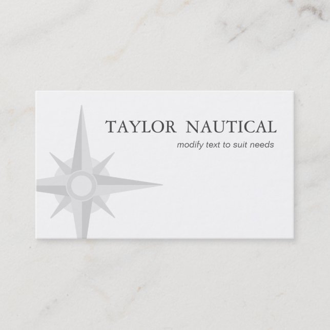 Nautical Compass Sailing and Boating White Business Card (Front)