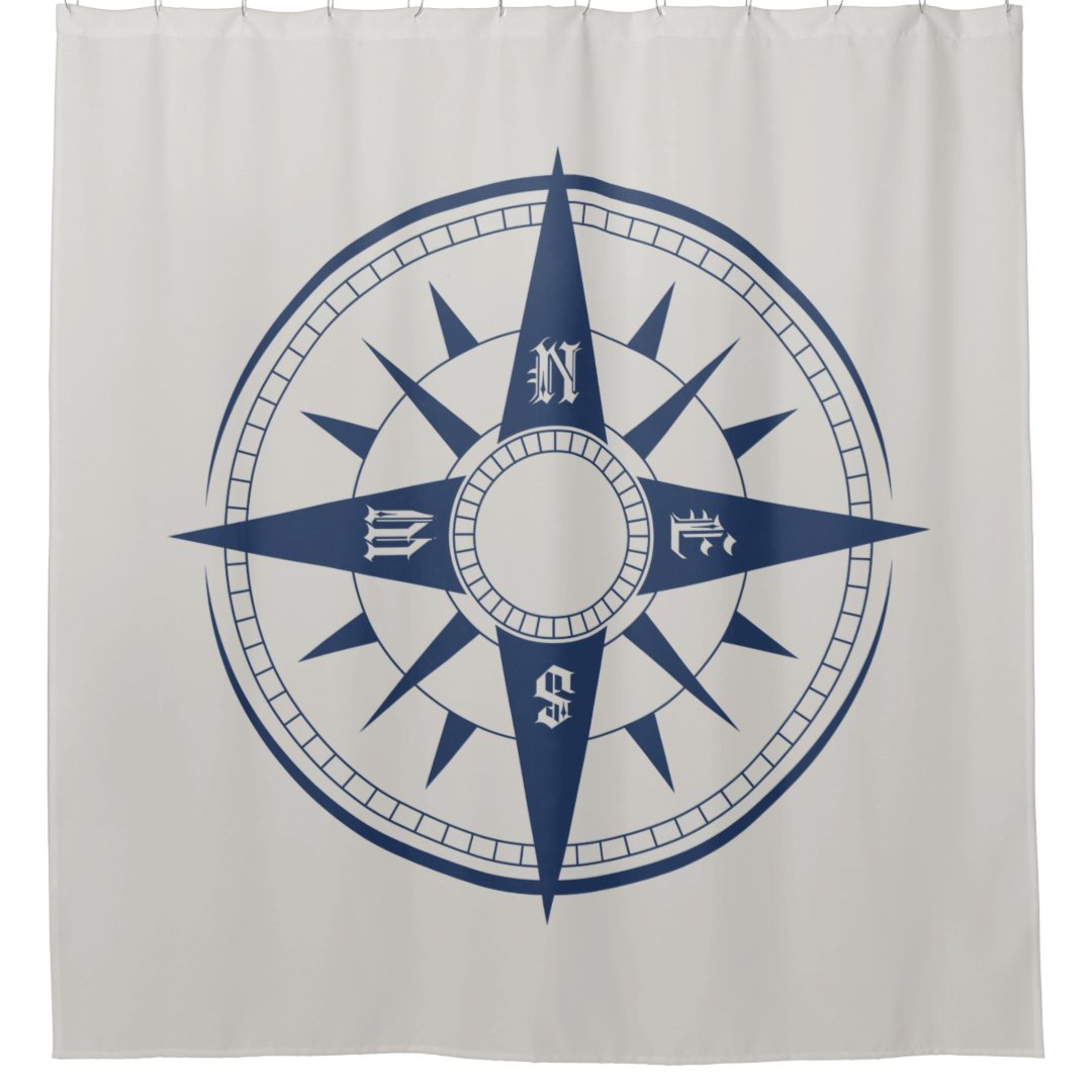 Nautical Compass Shower Curtain | Zazzle