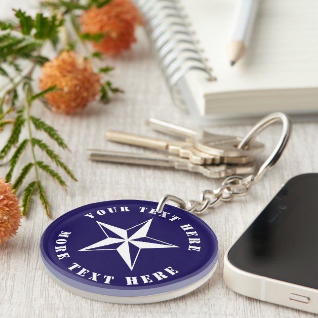 Nautical compass star custom boating or sailing keychain (Front Right)