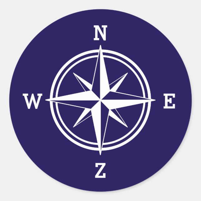 Nautical compass star custom color round stickers (Front)
