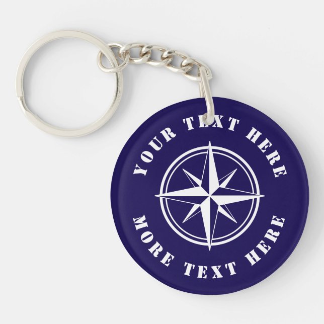 Nautical compass star custom keychain (Front)