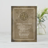 Nautical Compass Vintage Globe Wedding Invitations (Standing Front)