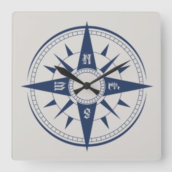 Nautical Compass Wall Clock by TheHomeStore at Zazzle