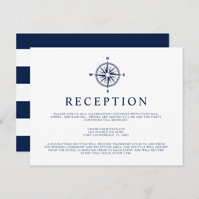 Nautical Compass Wind Rose | Reception Invite (Front/Back)