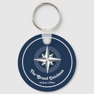 Nautical Compass with Custom Boat Name Keychain