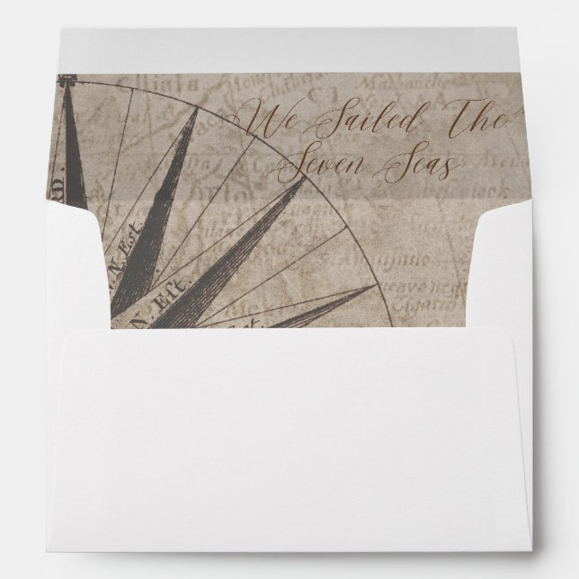 Nautical Compass Yacht Wedding Envelope (Back (Bottom))