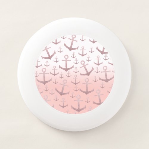 Nautical coral rose gold glitter anchor pattern Wham_O frisbee