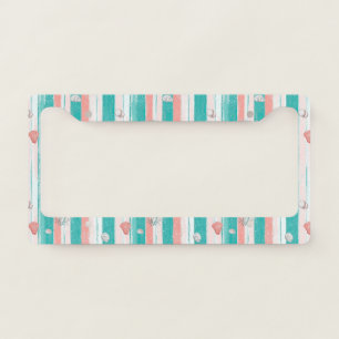 Nautical Coral Stripe Pattern License Plate Frame