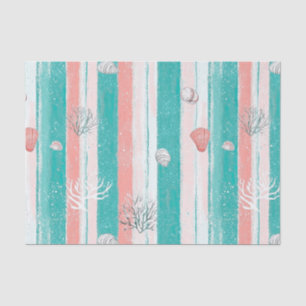 Nautical Coral Stripe Pattern Tissue Paper