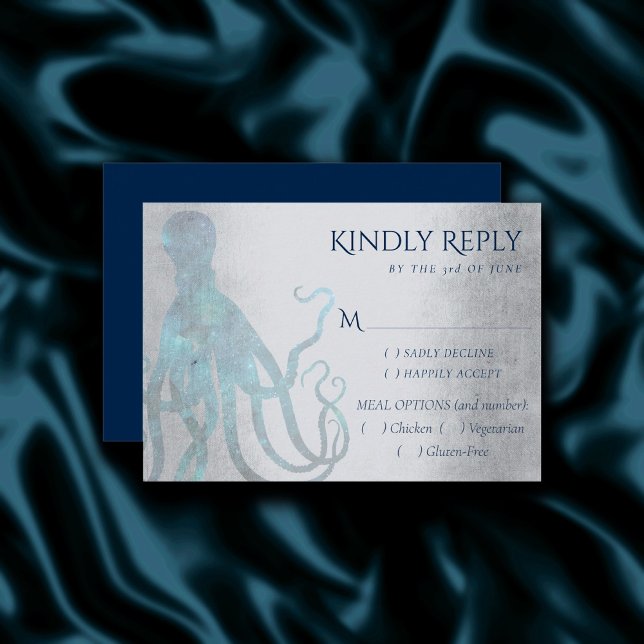 Nautical Cosmic Octopus | Sea Life Themed Entree RSVP Card (Creator Uploaded)