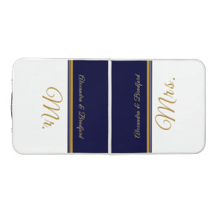 Nautical Couple Mr Mrs Wedding navy  gold bird  Be Beer Pong Table