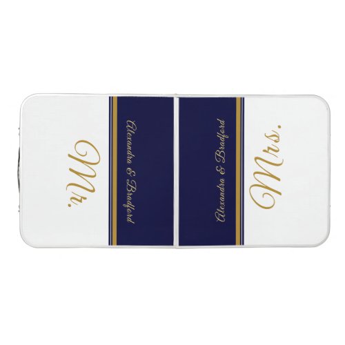 Nautical Couple Mr Mrs Wedding navy  gold bird  Be Beer Pong Table