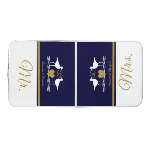 Nautical Couple Mr Mrs Wedding navy gold bird Beer Pong Table