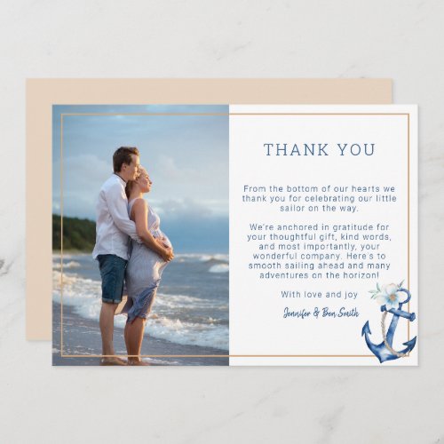 Nautical Couples Baby Shower Photo  Thank You Card