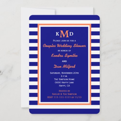 Nautical Couples Coed Wedding Shower Invitation