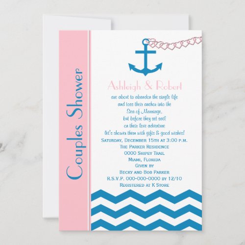 Nautical Couples Coed Wedding Shower Invitation