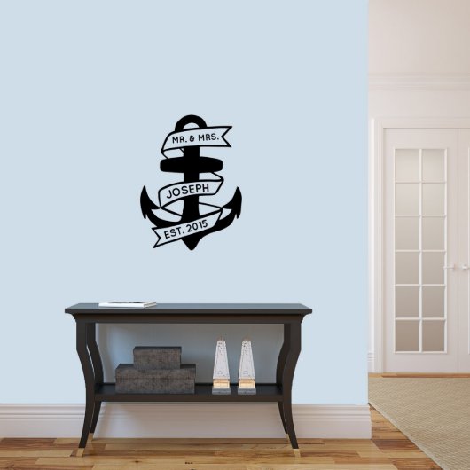 Nautical Couple's Name Medium Anchor Wall Decal (Front)