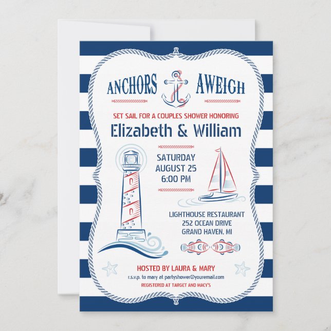 Nautical Couples Shower Invitation (Front)